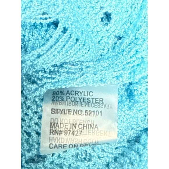 NEW Dolce Cabo Women's Sweater Aqua Blue Crochet Button Long Sleeve Small - Picture 10 of 11